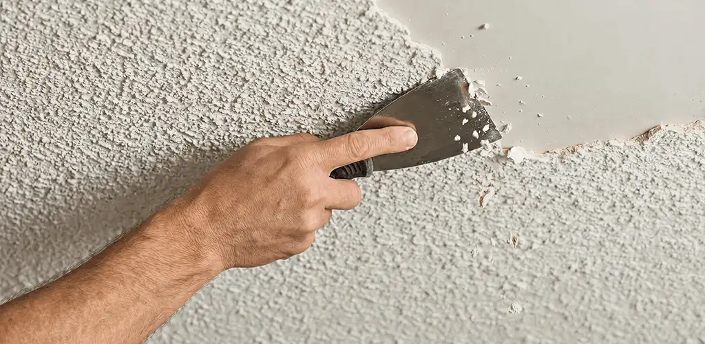 Popcorn ceiling removal scraping off textured ceiling finish in Dayton, OH