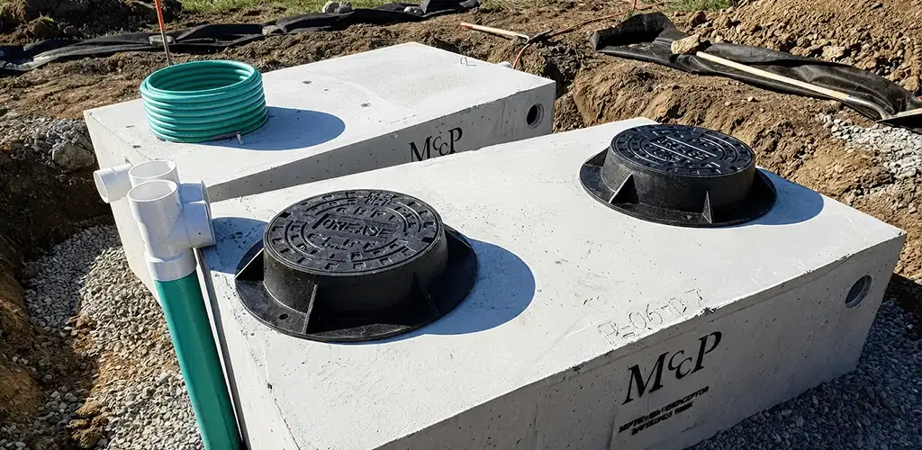 Grease trap installation unit set in place for drainage protection in Dayton, OH